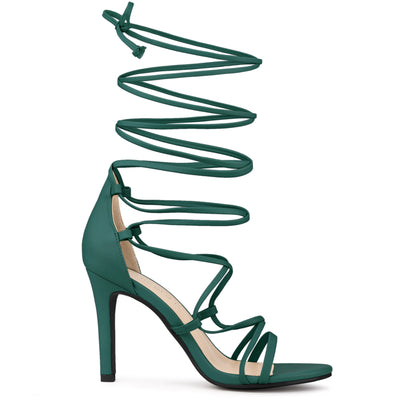 Strappy Straps Lace Up Stiletto Heel Sandals