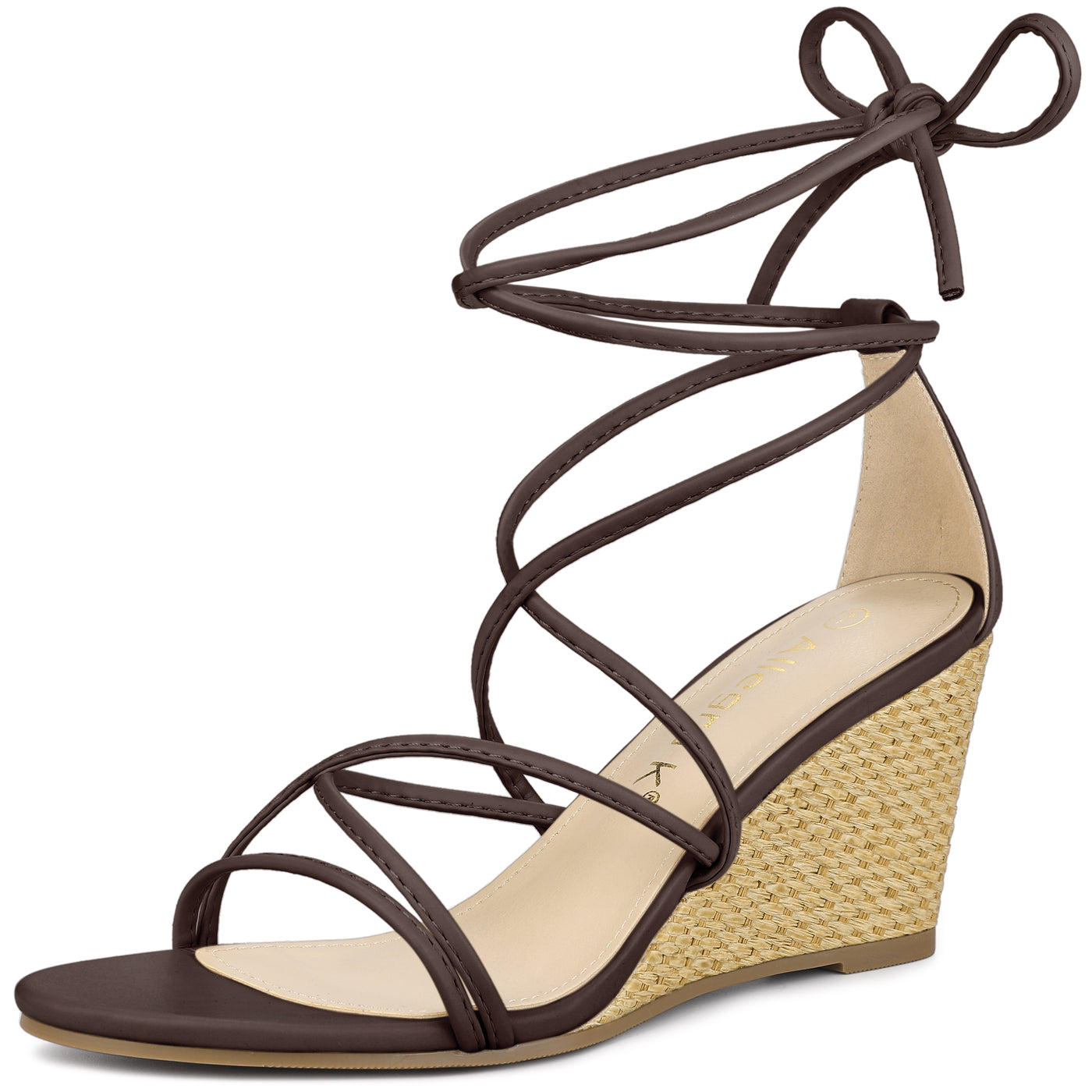 Patent Low Wedge Sandals with Crisscross Straps | David's Bridal