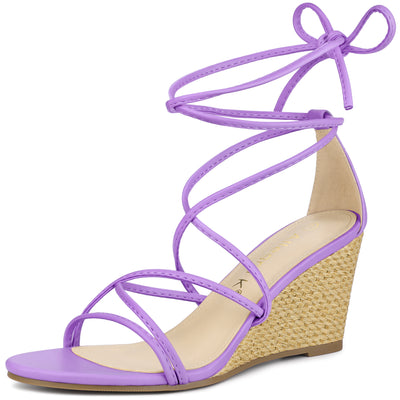 Wedge Heel Lace Up Strappy Low Wedges Sandals