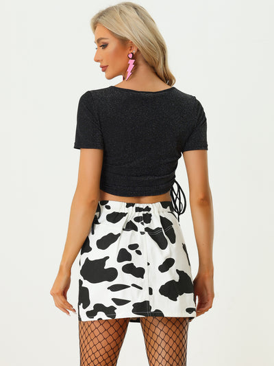 Casual Short Skirt High Waist Mini Cow Print Skirt