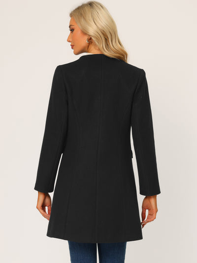 Elegant Winter Overcoat V Neck Single Breasted Long Coat