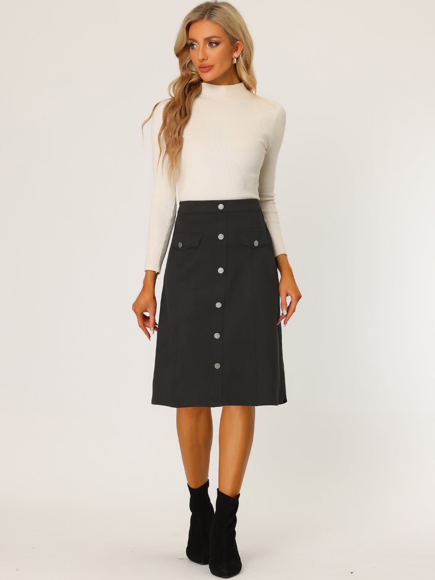 Faux suede skirt knee length best sale