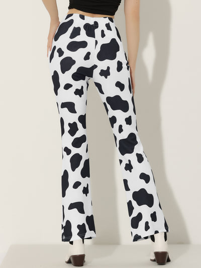 Bell Bottom Long Trouser High Waist Flare Cow Print Pants