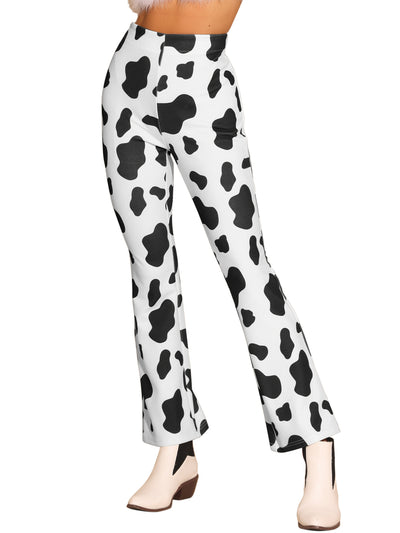 Bell Bottom Long Trouser High Waist Flare Cow Print Pants