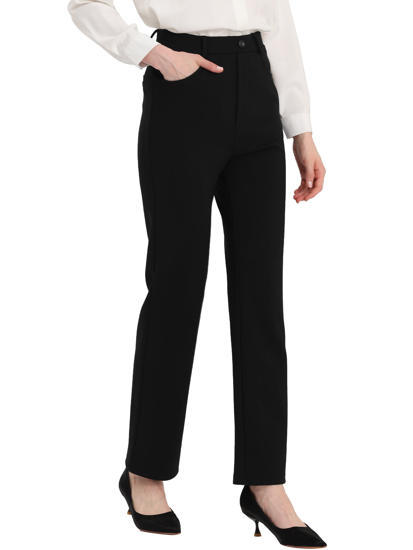 High Stretch Pants Straight Leg Work Office Casual Trousers | Allegra K