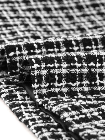 Doll Collar Plaid Tweed Winter Button Elegant Long Coat