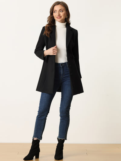 Notched Lapel Single Breasted Button Down Winter Coat