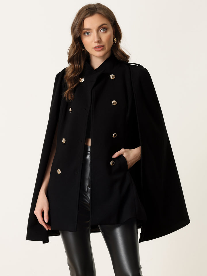 Fashion double breasted cape coat