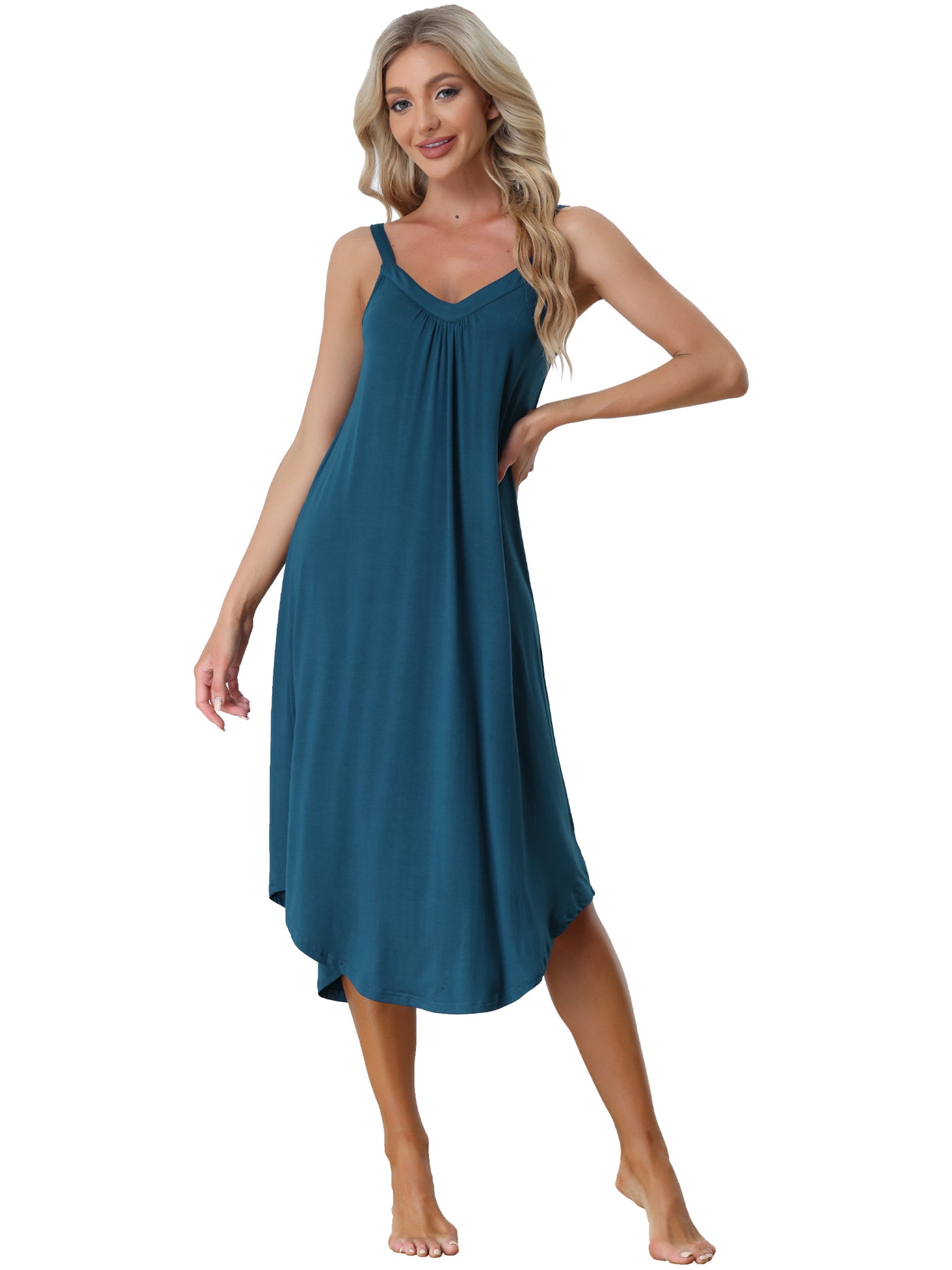 Allegra K Spaghetti Strap Cami Nightdress Lounge Pajama Dress Nightgown