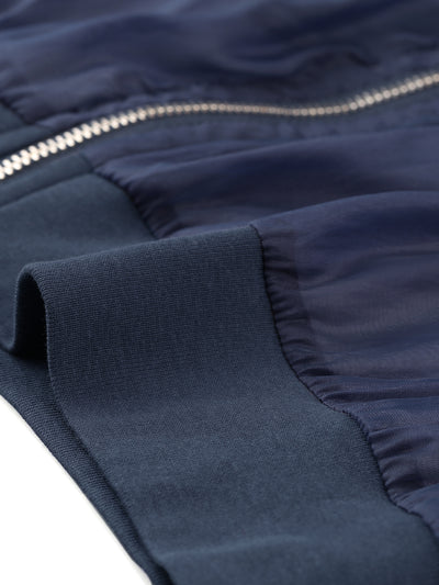 Bomber Long Sleeve Crop Mesh Sheer Zip Up Jackets