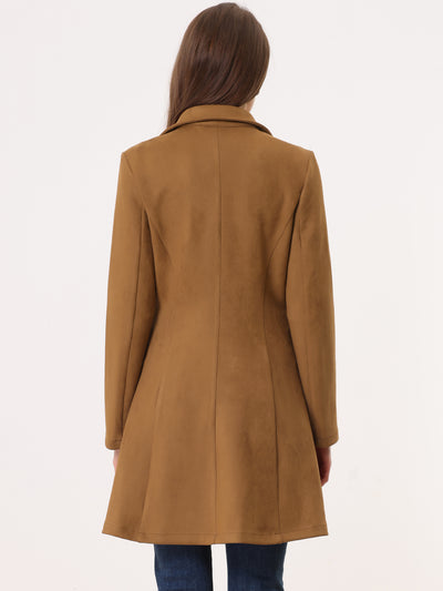Double Breasted Notched Lapel Winter Elegant Long Coat
