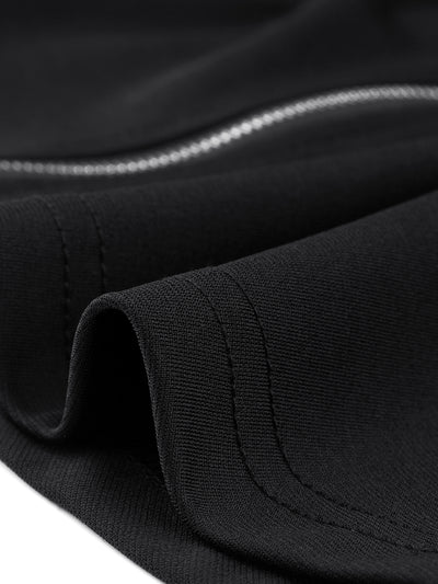 High Waisted Streetwear A-Line Slit Zip Front Suspender Skirt