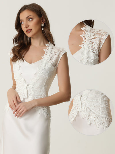 Floral Lace Shrug Wedding Guest Cap Sleeve Formal Sheer Bolero Cardigan