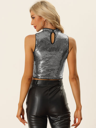 Sequin Sleeveless Party Metallic Sparkly Top