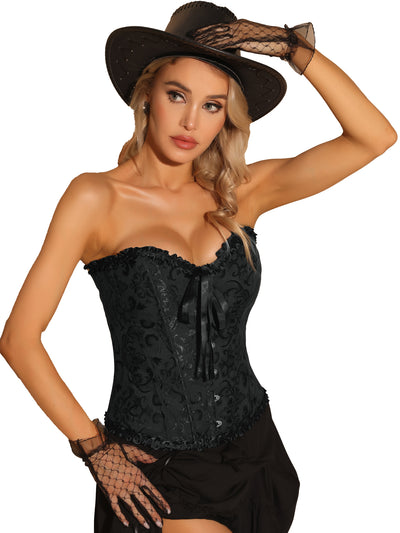 Lace Up Corset Strapless Victorian Boned Bustier Top