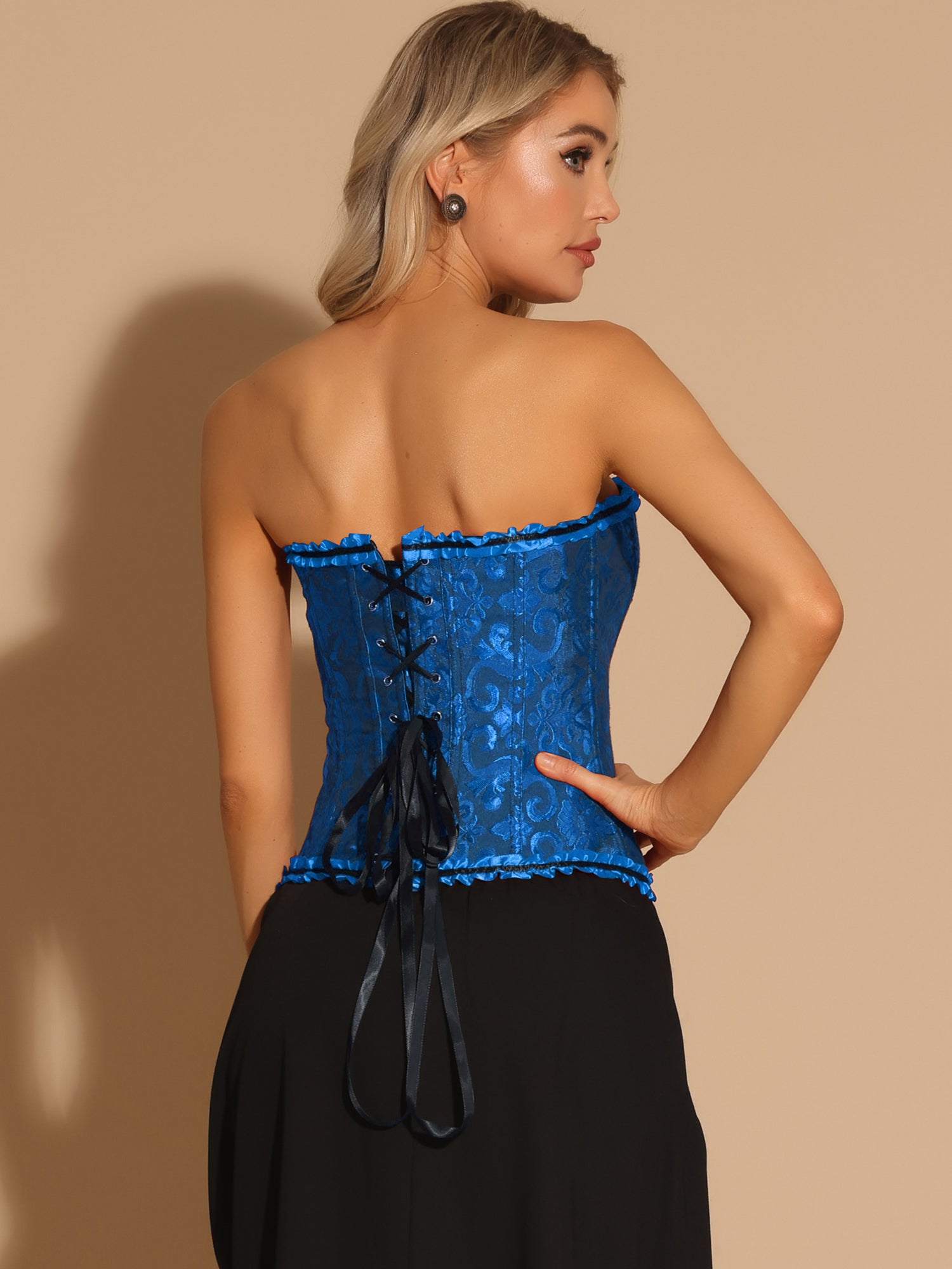 Lace Up Corset Strapless Victorian Boned Bustier Top