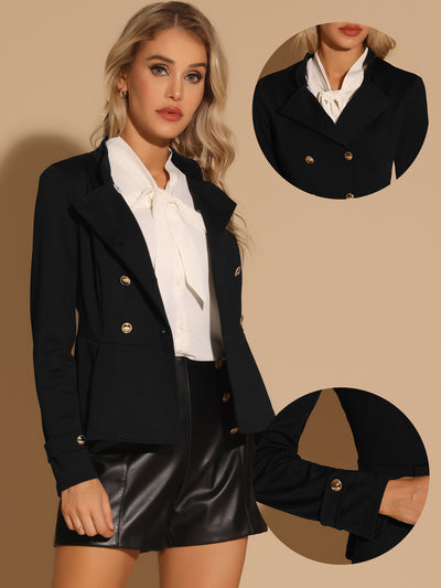 Peplum Steampunk Stand Collar Double Breasted Casual Blazer