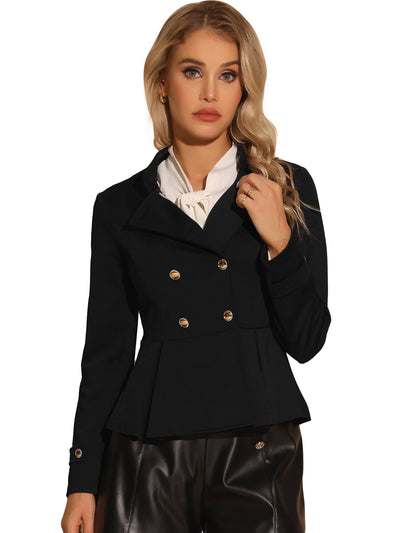 Peplum Steampunk Stand Collar Double Breasted Casual Blazer