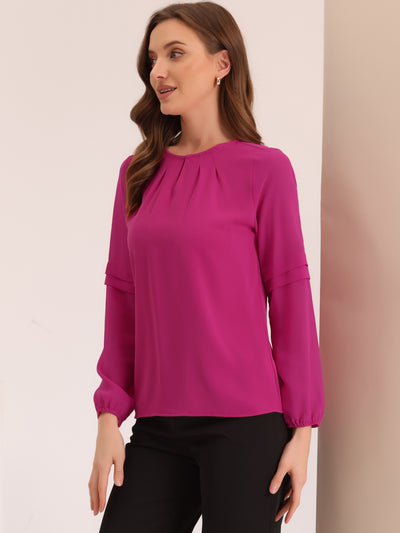 Chiffon Shirt Semi Sheer Keyhole Neck Elegant Blouse