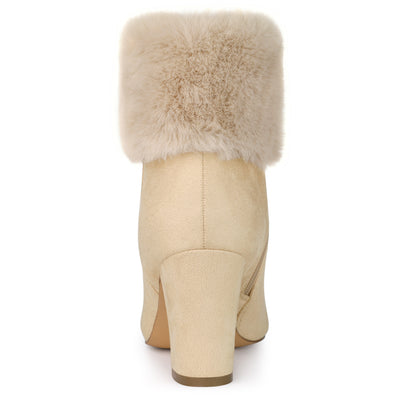 Christmas Faux Fur Chunky Heel Ankle Boots