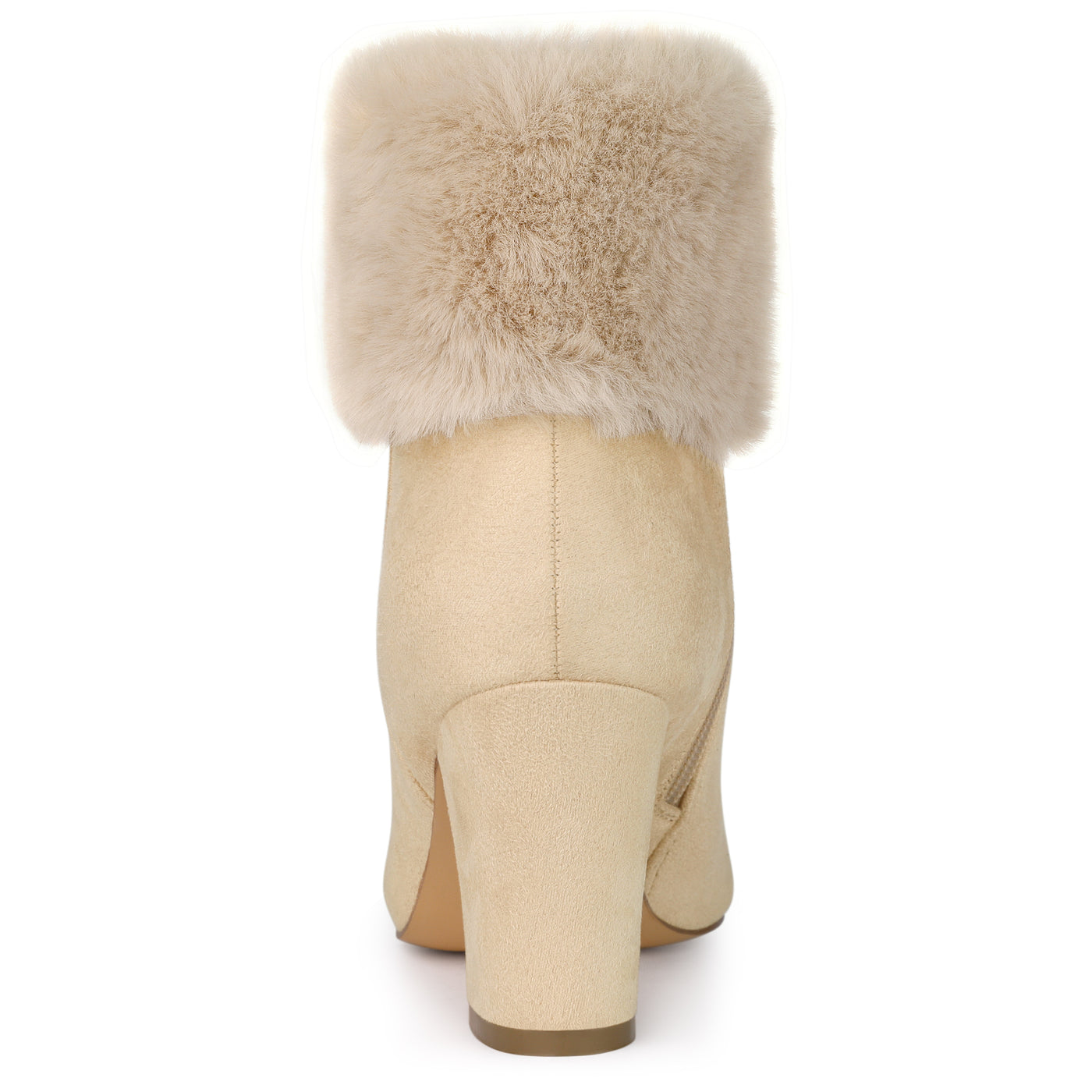 Allegra K Christmas Faux Fur Chunky Heel Ankle Boots