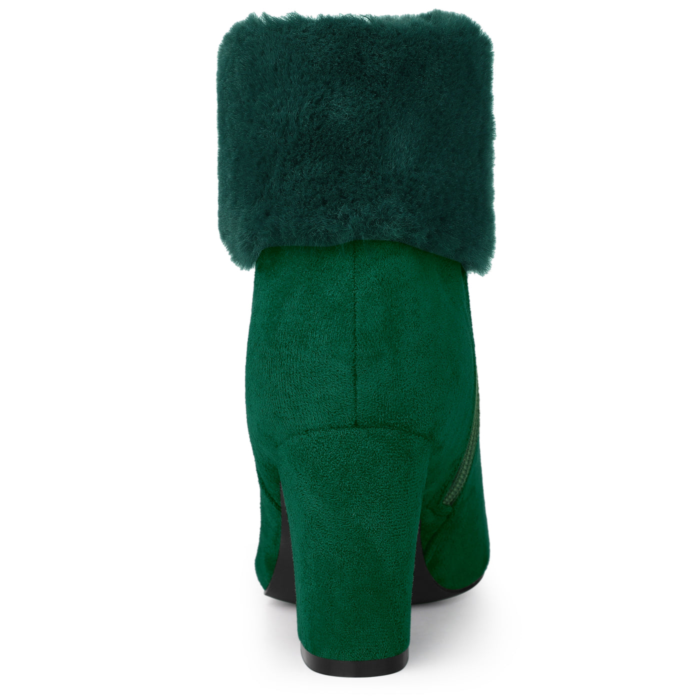 Allegra K Christmas Faux Fur Chunky Heel Ankle Boots