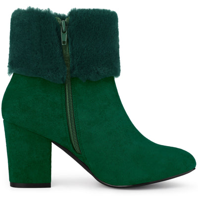 Christmas Faux Fur Chunky Heel Ankle Boots