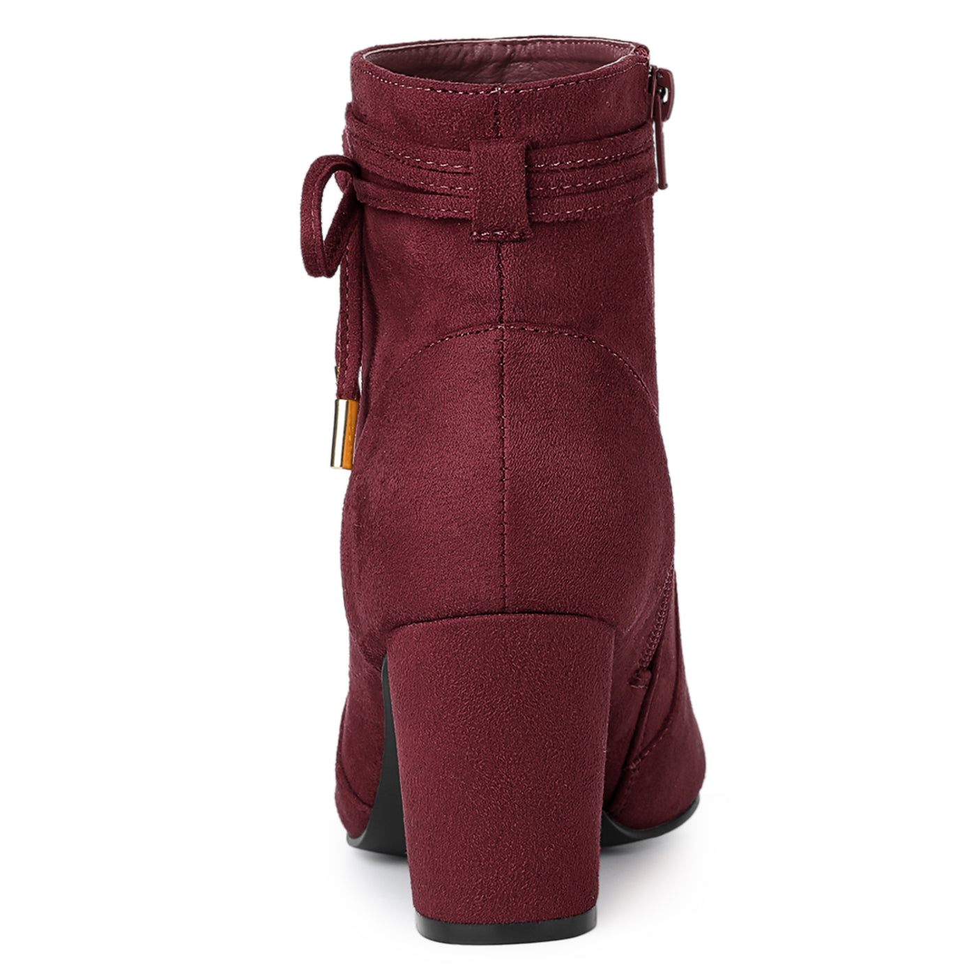 Allegra K Pointed Toe Block Heel Zipper Ankle Boots