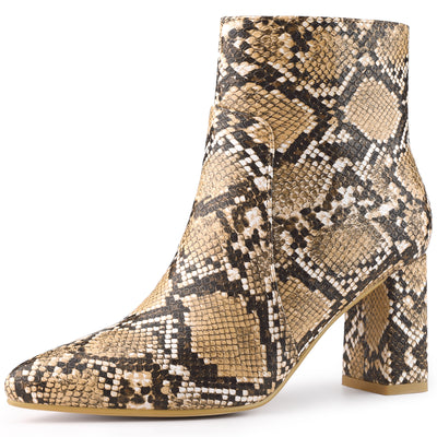 Snake Skin Halloween Costumes Chunky High Heel Ankle Boots