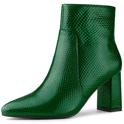 Snake Skin Halloween Costumes Chunky High Heel Ankle Boots