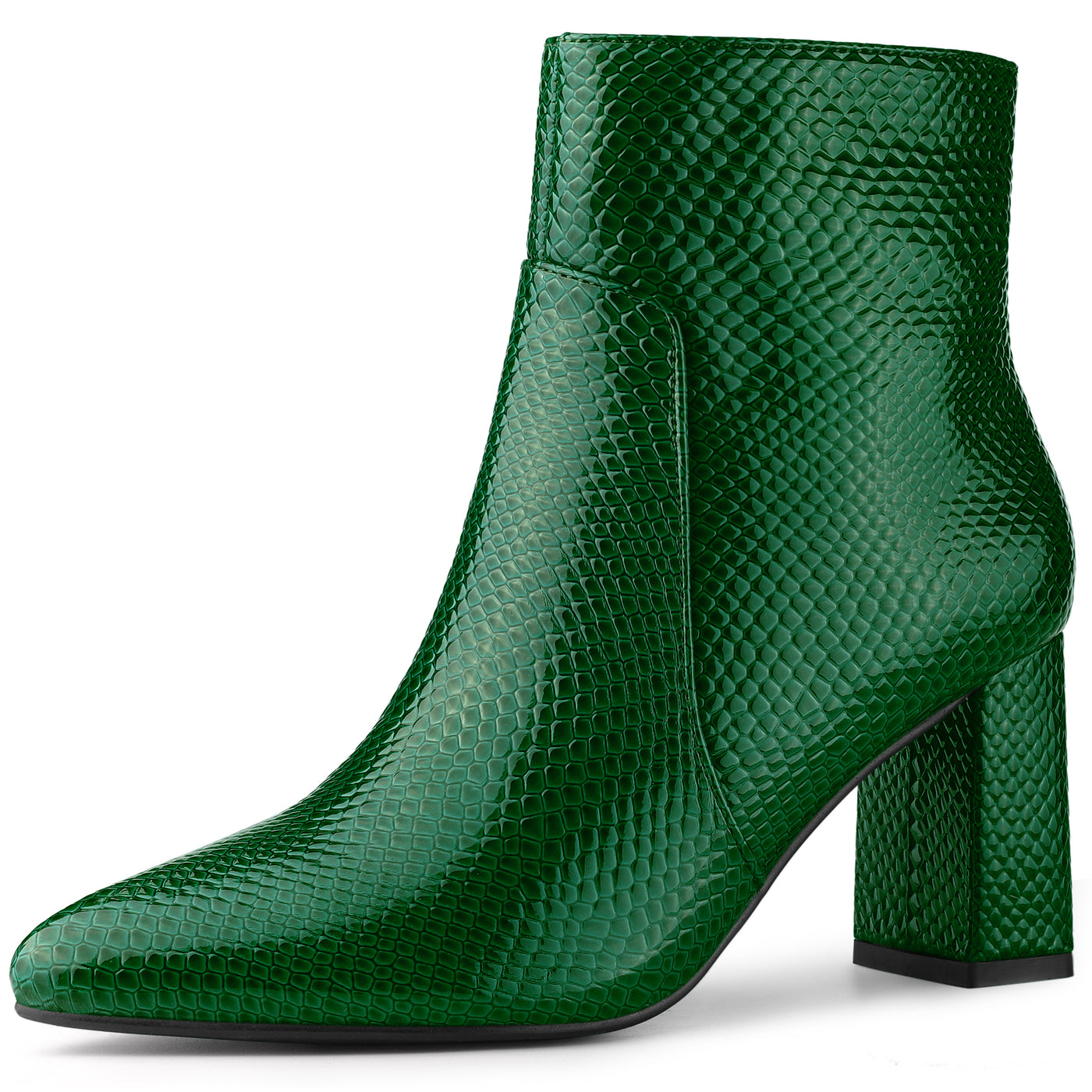 Allegra K Snake Skin Halloween Costumes Chunky High Heel Ankle Boots