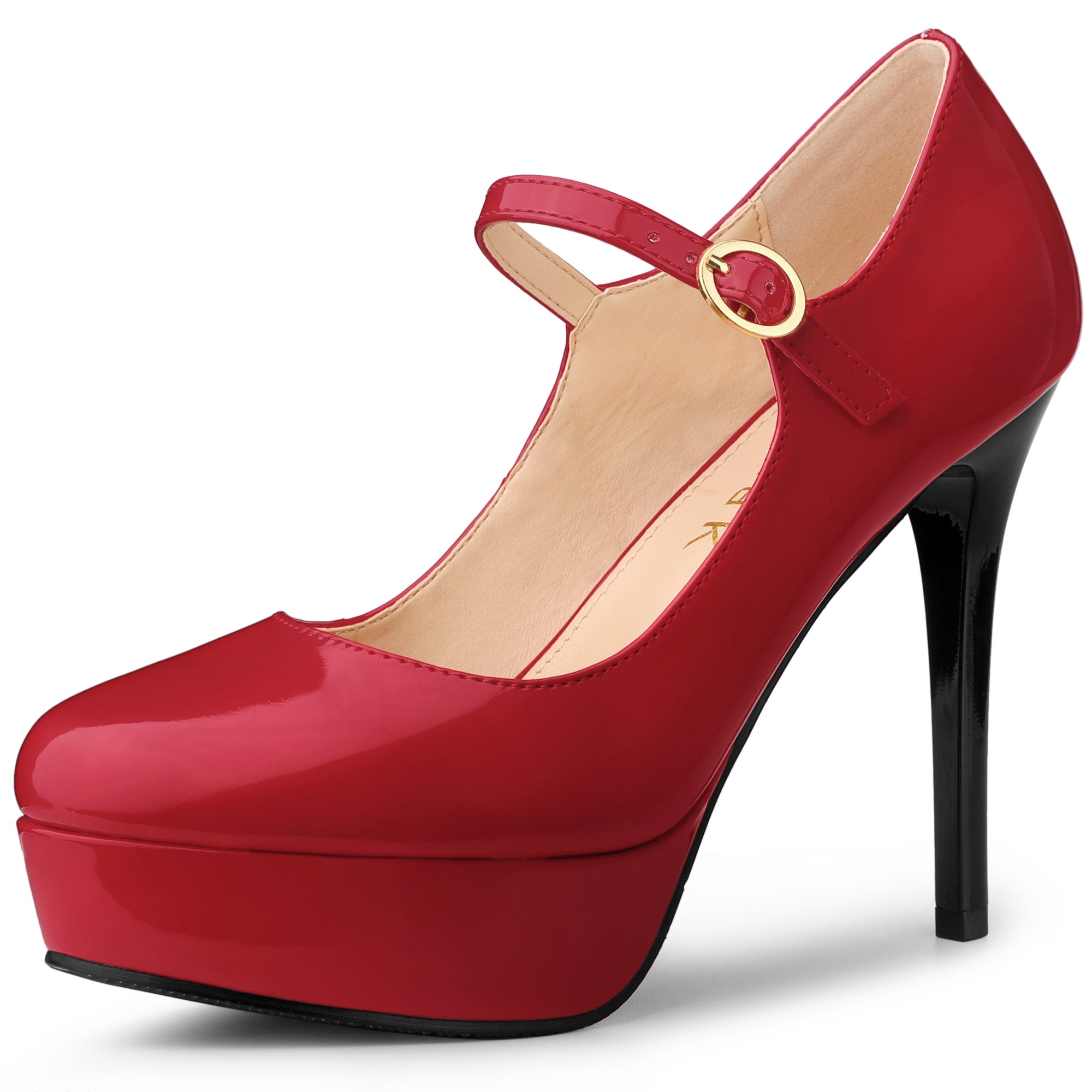 Allegra K Women's Pumps Round Toe High Stiletto Heels Ankle Strap Dress  Shoes 
