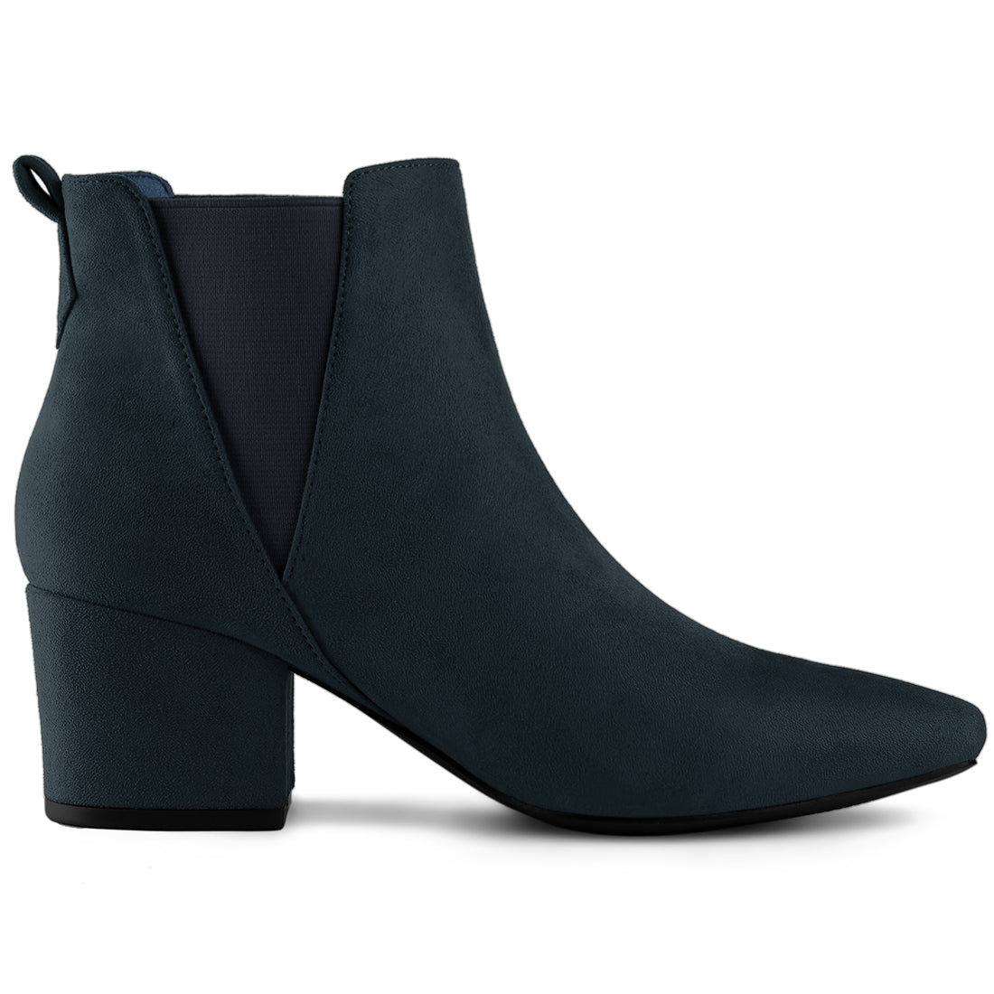 Allegra K Faux Suede Pointed Toe Block Heel Ankle Chelsea Boots