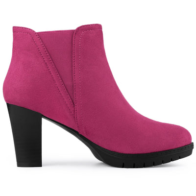 Round Toe Block Heel Chelsea Ankle Boots