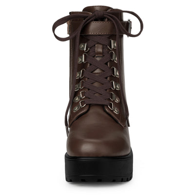 Zip Chunky Heel Platform Ankle Combat Boots