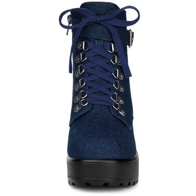 Zip Chunky Heel Platform Ankle Combat Boots