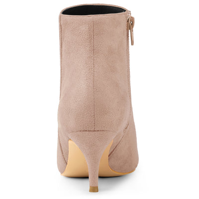 Pointed Toe Zip Stiletto Kitten Heel Ankle Booties