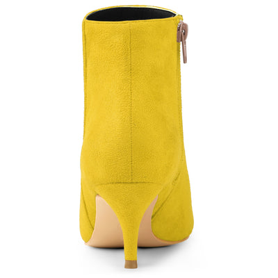 Pointed Toe Zip Stiletto Kitten Heel Ankle Booties