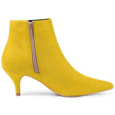 Pointed Toe Zip Stiletto Kitten Heel Ankle Booties