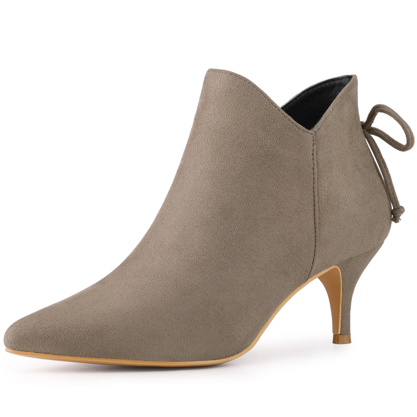 Allegra K Pointed Toe Kitten Heel Ankle Booties