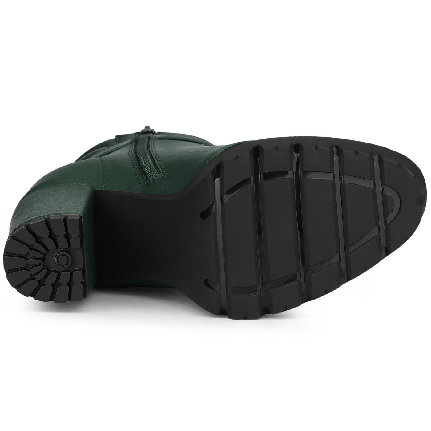 Allegra K Lace Up Belt Decor Platform Block Heel Combat Ankle Boots