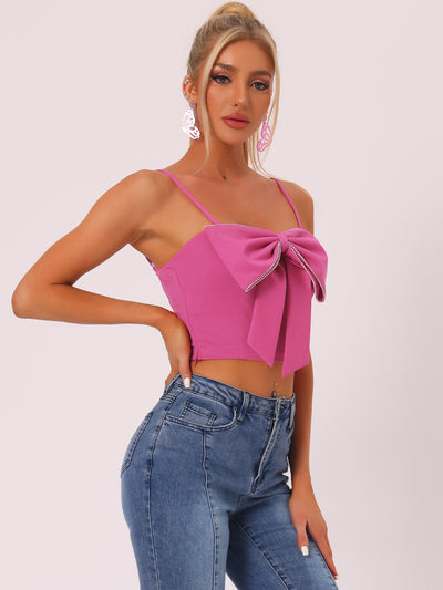 Cropped Top Bowknot Front Spaghetti Strap Cami