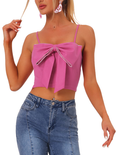 Cropped Top Bowknot Front Spaghetti Strap Cami