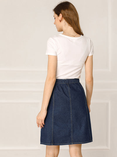 Casual Short Button Down Jeans Skirt