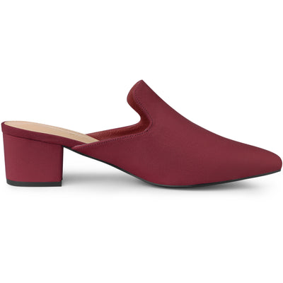 Women's Slip on Pointed Toe Chunky Heels Slide Mules