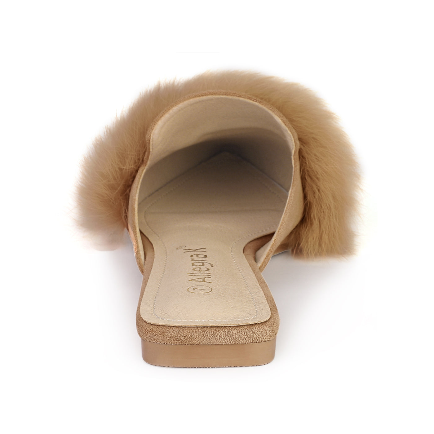 Allegra K Women's Pointed Toe Faux Fur Slip on Flat Slide Mules