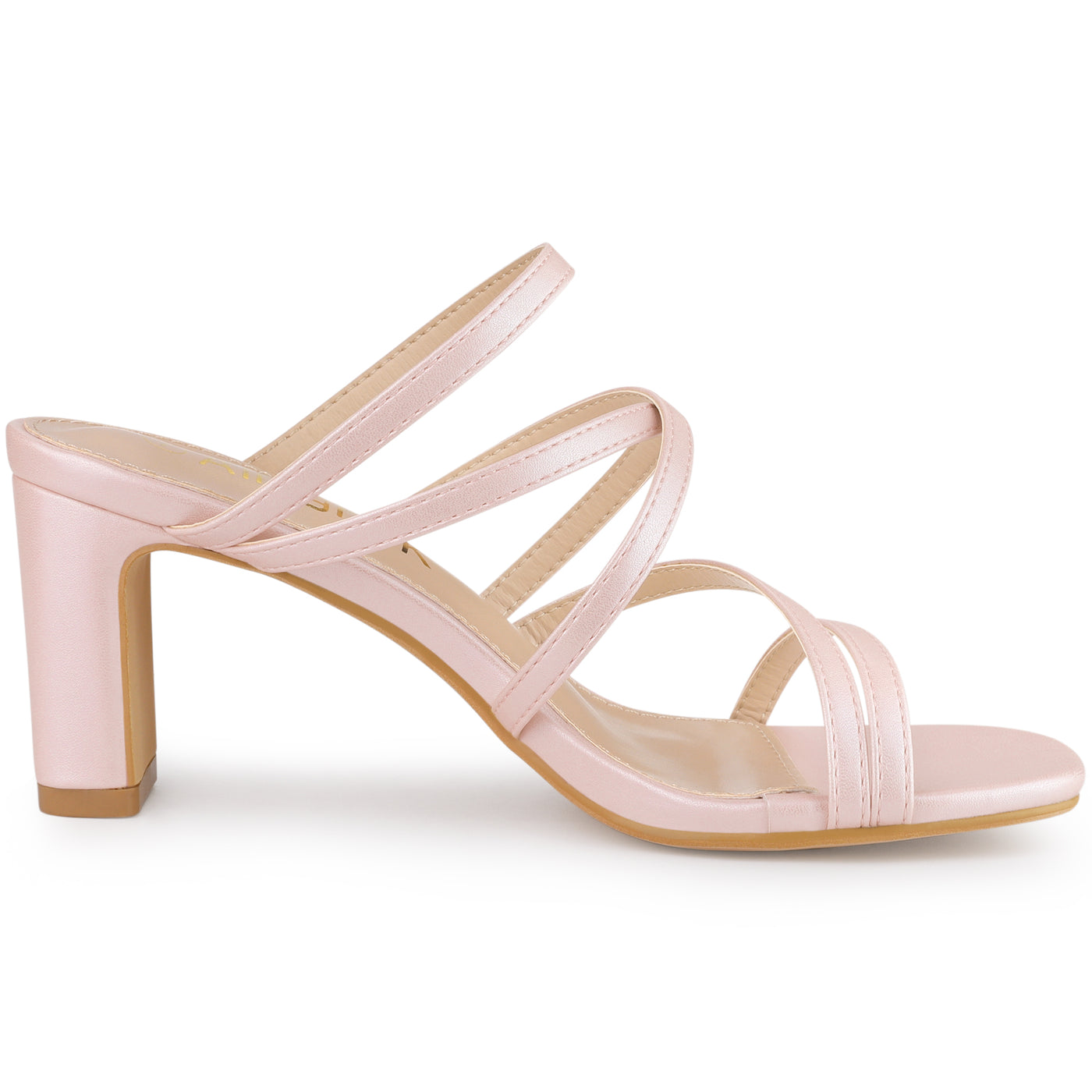 Allegra K Open Toe Crisscross Strap Strappy Block Slide Heel Sandals