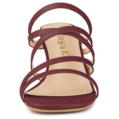 Open Toe Crisscross Strap Strappy Block Slide Heel Sandals