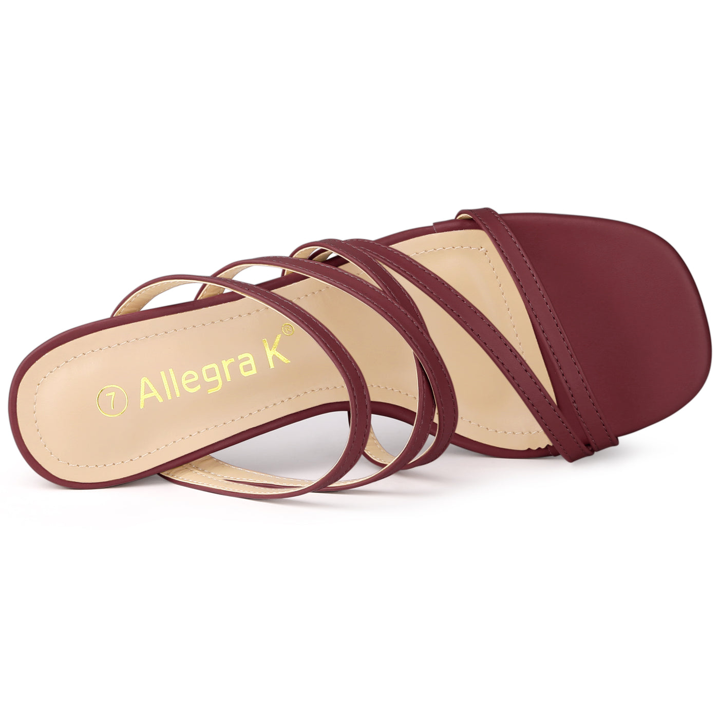 Allegra K Open Toe Crisscross Strap Strappy Block Slide Heel Sandals