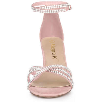 Rhinestones Strappy Chunky Heel Sandals